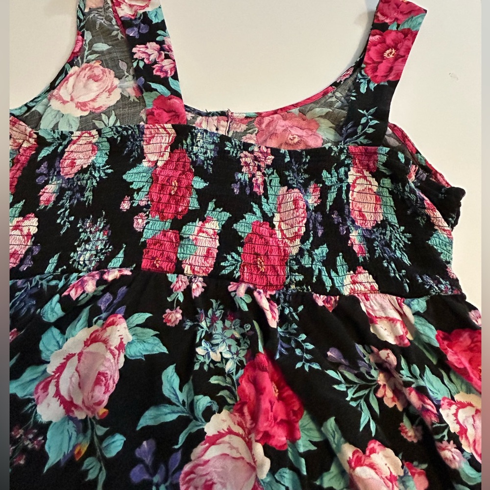 Torrid Black Floral Tank Top with Pink Roses - Picture 9 of 9